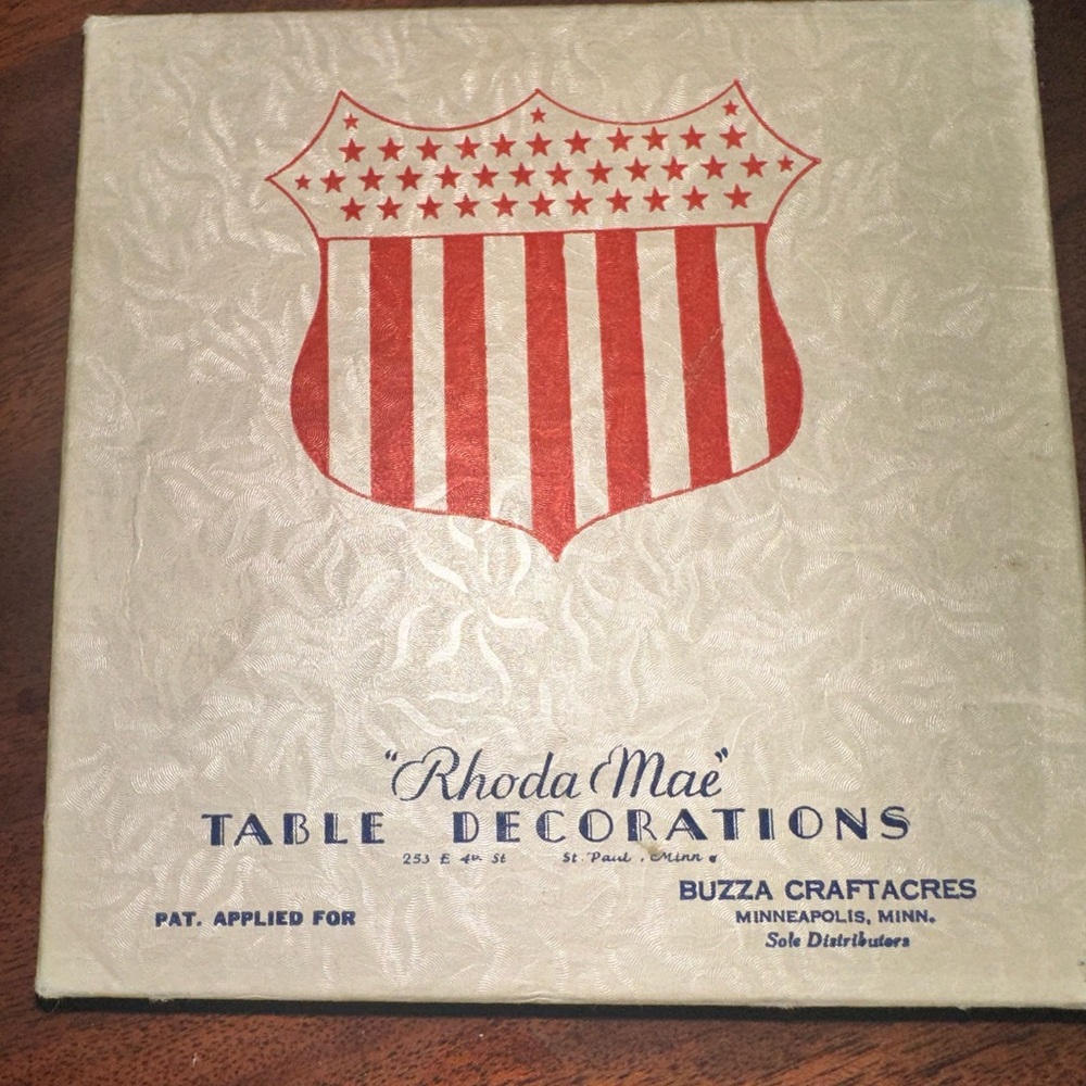 “Rhoda Mae” VINTAGE OLD Table Decorations 7 coasters Patriotic American Flag NOS